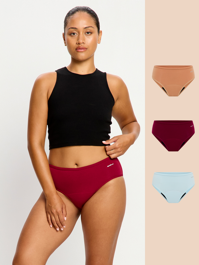 Basic Mid-Rise Brief 3 Pack Moderate Italian Clay/Moody Blue/Beet Red