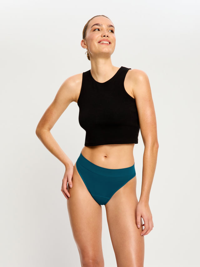 Modicomfort Seamless Hi Waist Cheeky Moderate Teale Blue