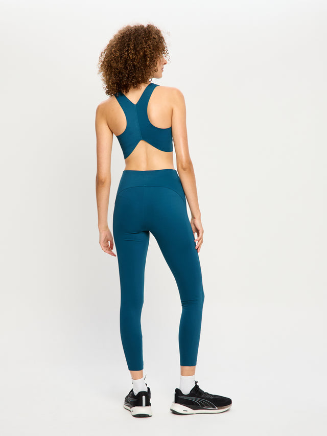 Sculpted Y Back Crop Teale Blue