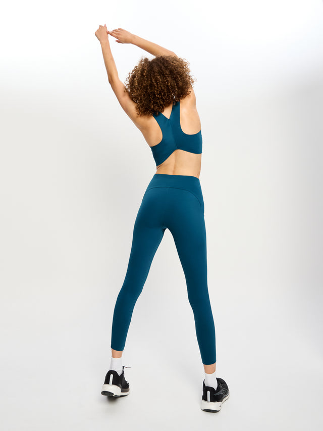 Sculpted Y Back Crop Teale Blue