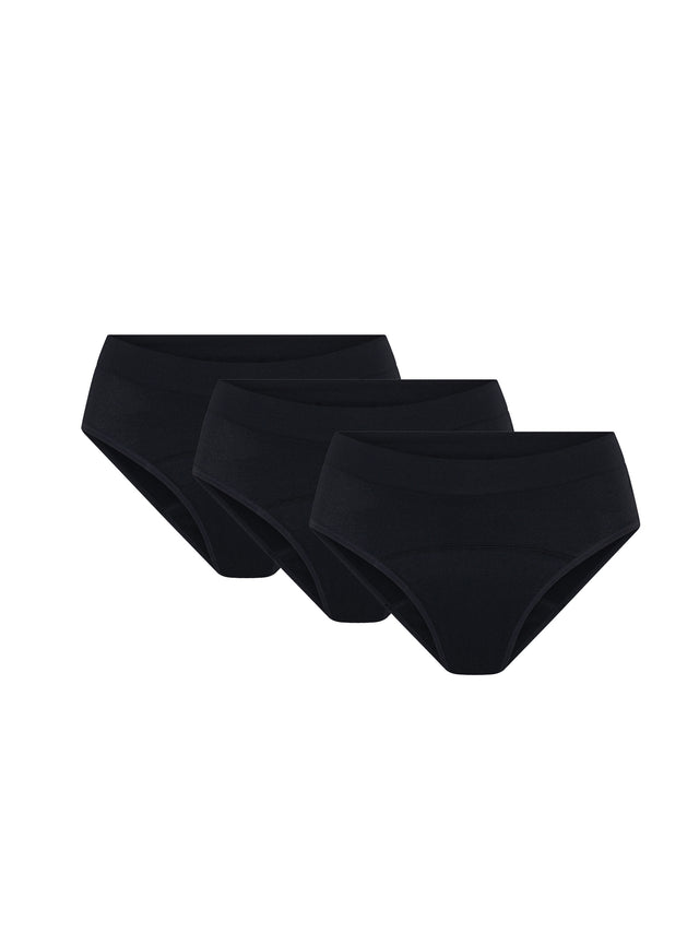 Teen Soft Stretch Seamless Hipster Bikini 3 Pack Moderate Black