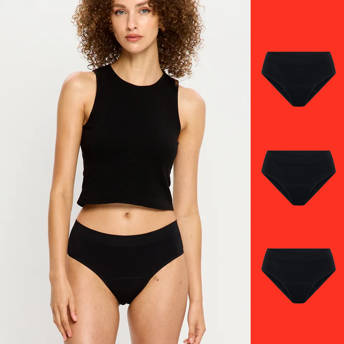 Period Soft Stretch Seamless Bikini Brief 3 Pack - Moderate in Black | Modibodi – Modibodi UK