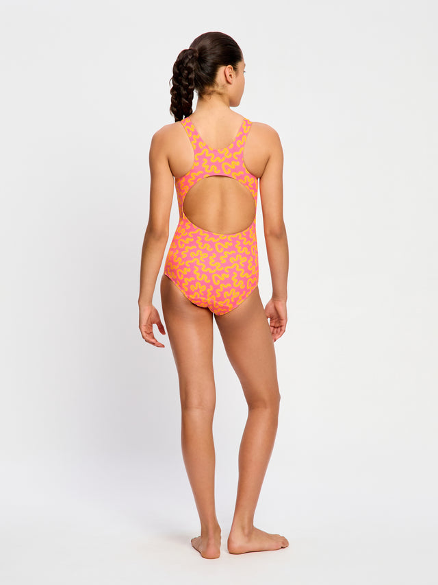 Teen Swimwear Racerback One Piece Light Wavy Pink