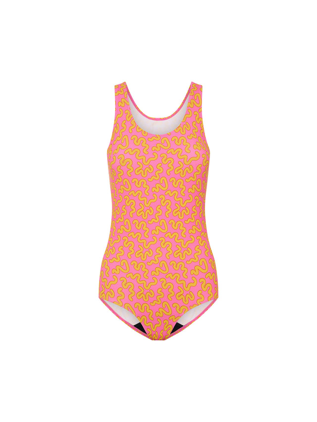 Teen Swimwear Racerback One Piece Light Wavy Pink