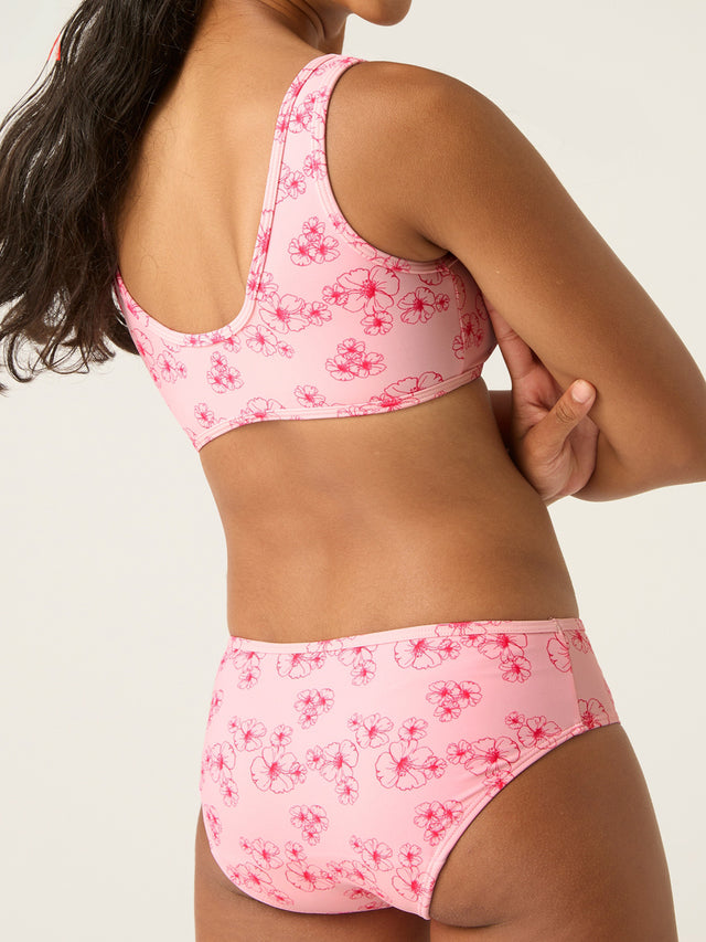 Teen Swimwear Bikini Brief Light Hibiscus Pink Print