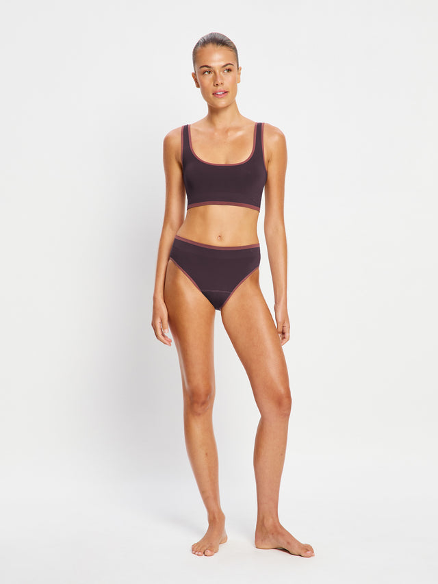 Puma X Modibodi Seamless Hi-Leg Cheeky Brief Light Rich Cocoa Brown