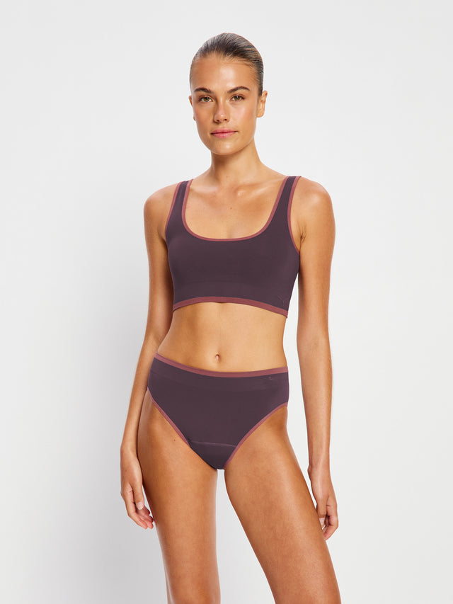 Puma X Modibodi Seamless Square Neck Crop Rich Cocoa Brown