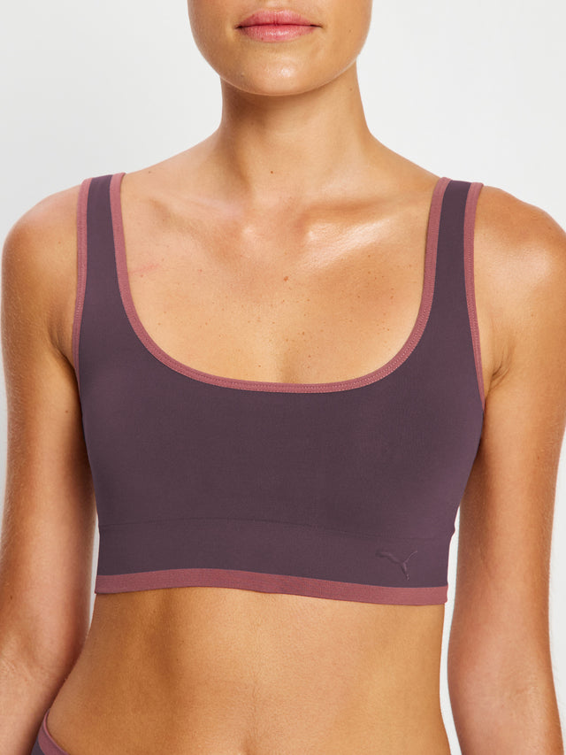 Puma X Modibodi Seamless Square Neck Crop Rich Cocoa Brown