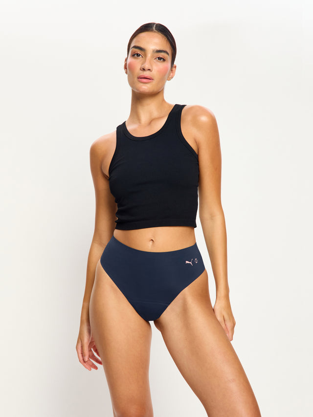 Puma X Modibodi Seamfree Active Hi Waist Cheeky Moderate Midnight 3 Pack