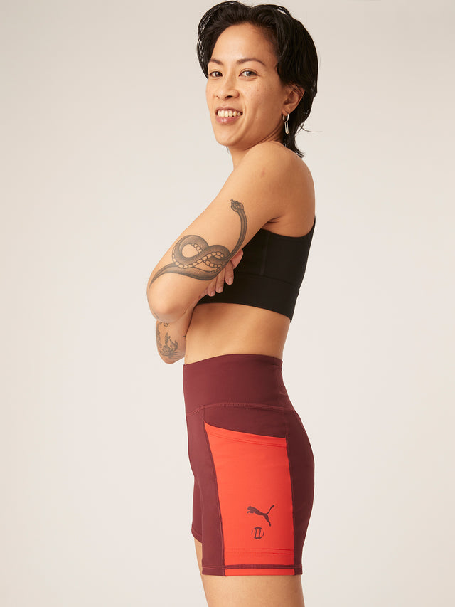 Puma X Modibodi Active Cycle Short Moderate Aubergine/Burnt red
