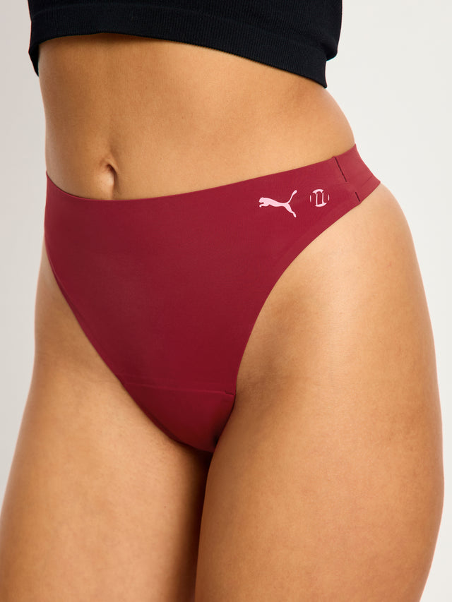 Puma X Modibodi Seamfree Active Hi Waist Thong Light Caramelised Red 3 Pack