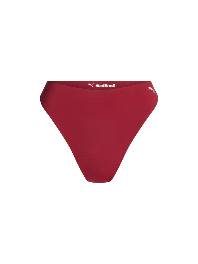 Puma X Modibodi Seamfree Active Hi Waist Thong Light Caramelised Red 3 Pack