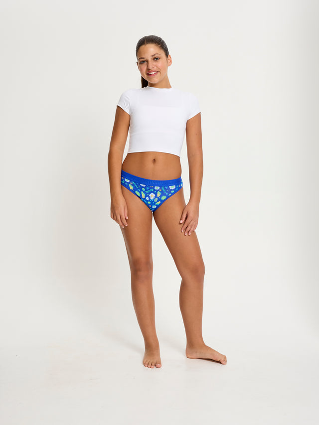 SmileyWorld® | Modibodi Teen Hipster Bikini Moderate Boho Botanical Blue