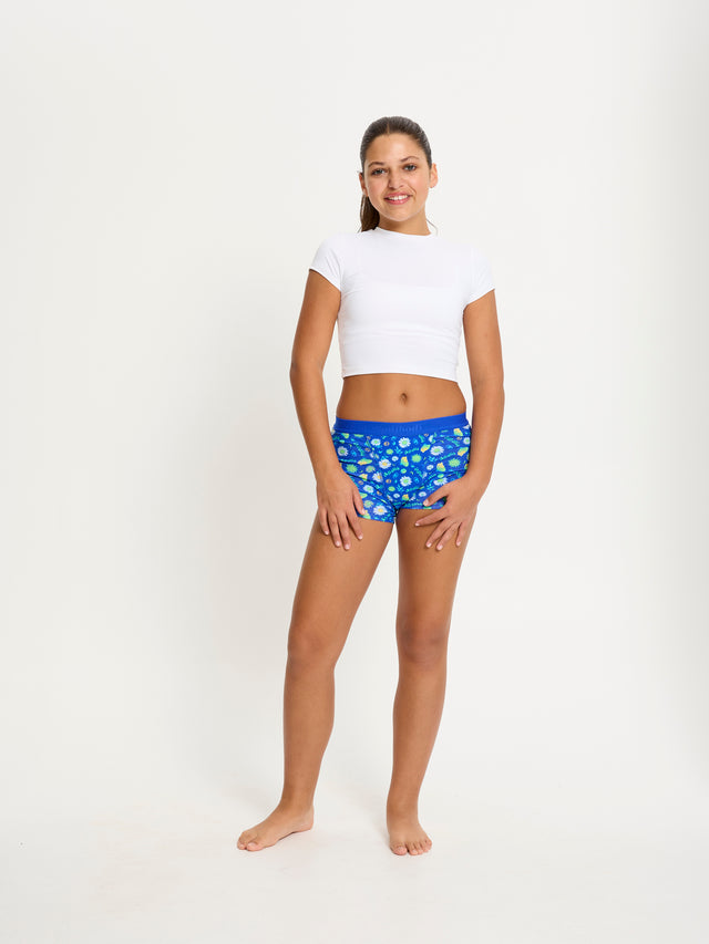 SmileyWorld® | Modibodi Teen Hipster Boyshort Super Boho Botanical Blue