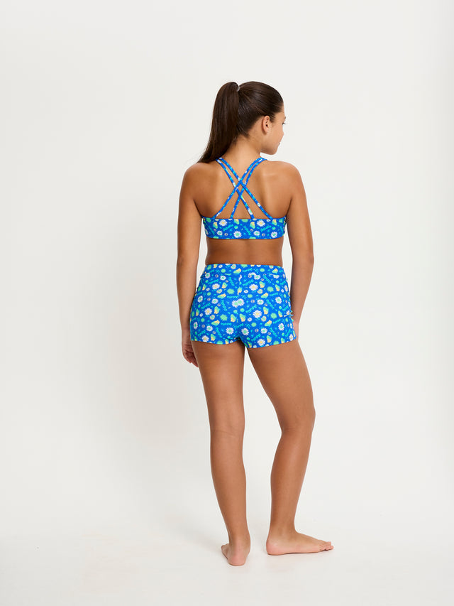 SmileyWorld® | Modibodi Teen Swimwear Hi Waist Short Super Boho Botanical Blue