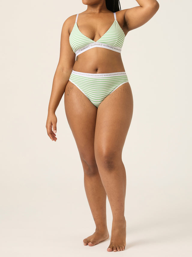 Basic Triangle Bralette Meadow Green Stripe