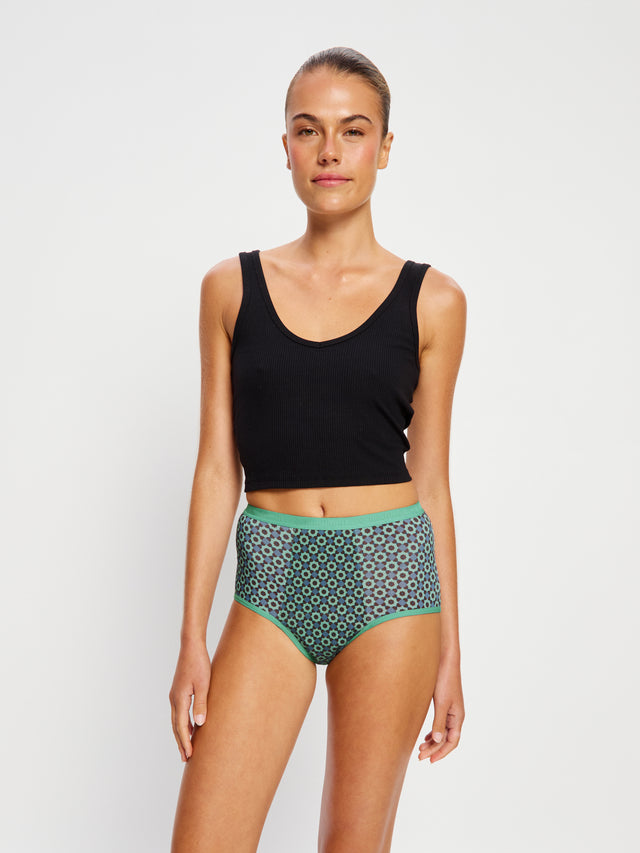 Classic Full Brief Super Geo Tile Green