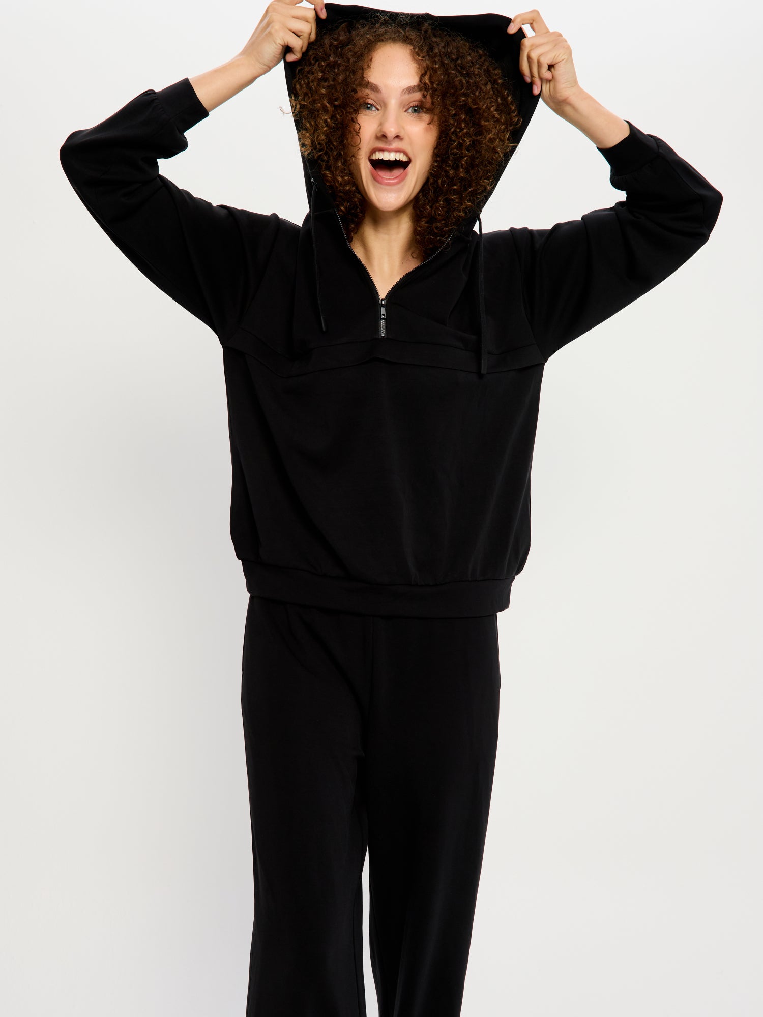 Half-Zip Hoodie in Black | Modibodi – Modibodi UK