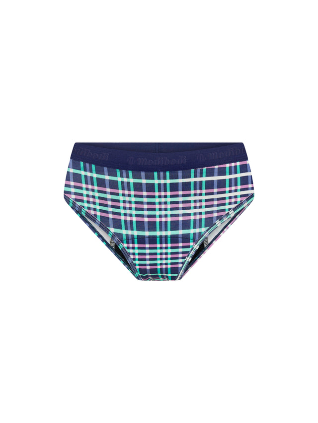 Teen Hipster Boyleg Moderate Midnight Purple Check