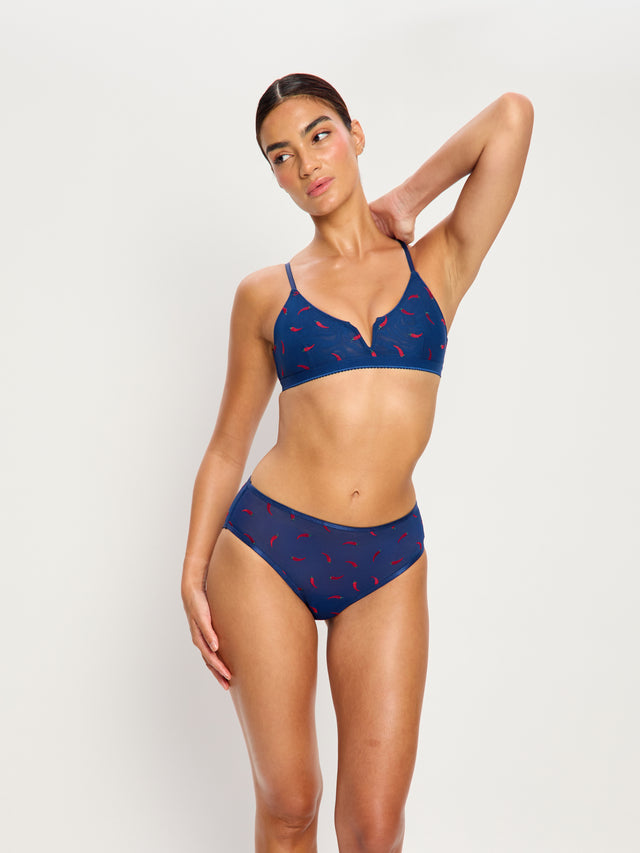 Intimates Spicy Day V-Bralette Navy Chilli