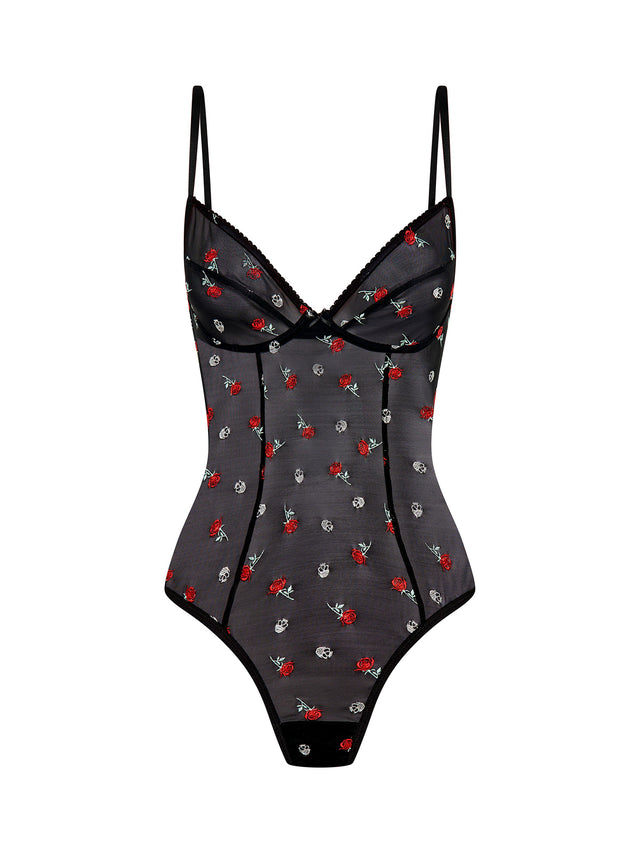 Intimates V Day Bodysuit Light Black Rose