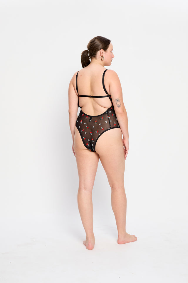 Intimates V Day Bodysuit Light Black Rose