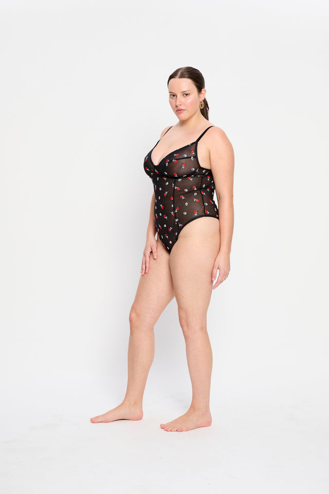Intimates V Day Bodysuit Light Black Rose