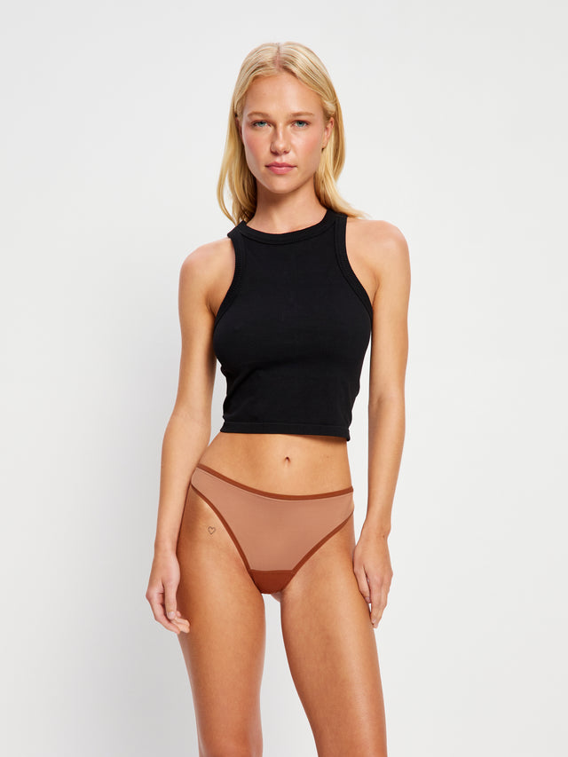 Barely There Thong Moisture Wicking Mocha Brown
