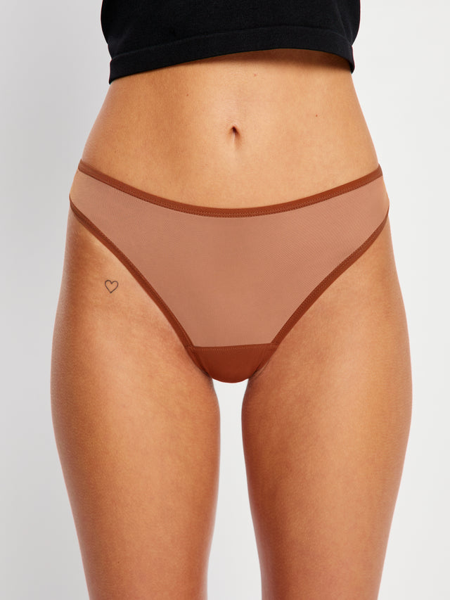 Barely There Thong Moisture Wicking Mocha Brown