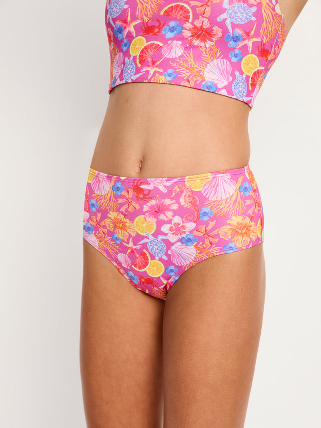 Marine Dream Teen Swimwear Tankini Top & Hi-Waist Brief Set Tropicana Crush