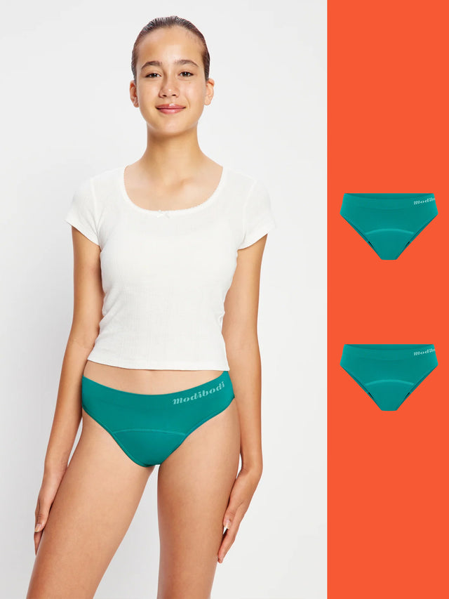 ModiComfort Seamless Teen Hipster Bikini Moderate Enchanted Green 2 Pack