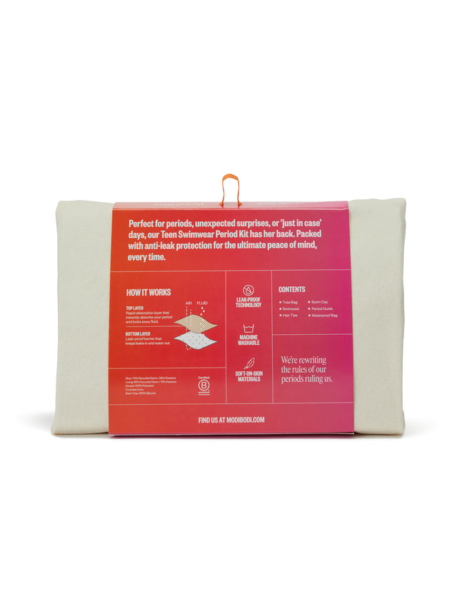 Teen Active Period Kit with Swimwear Racerback One Piece Super Black