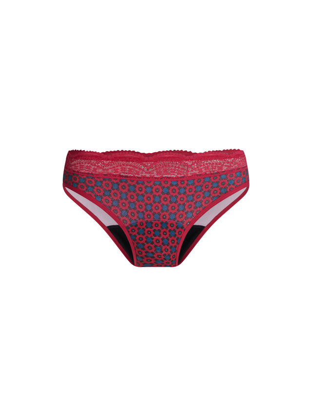 Sensual Hi Waist Bikini Moderate Geo Tile Pink