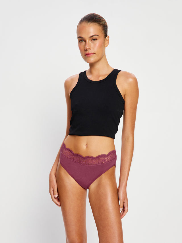 Sensual Hi Waist Bikini Moderate Plum Purple