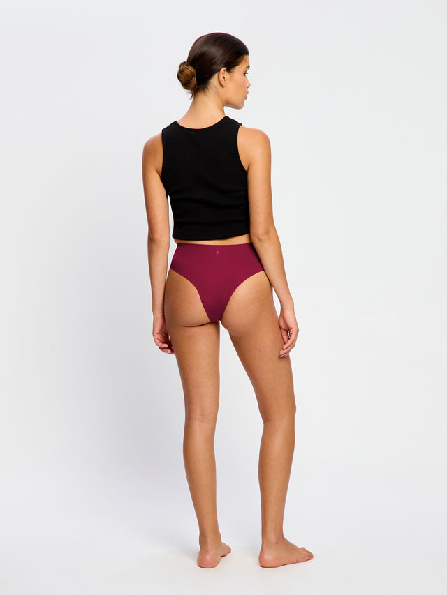 West Ham United Women X Modibodi Seamfree Hi Waist Cheeky Brief Moderate Maroon
