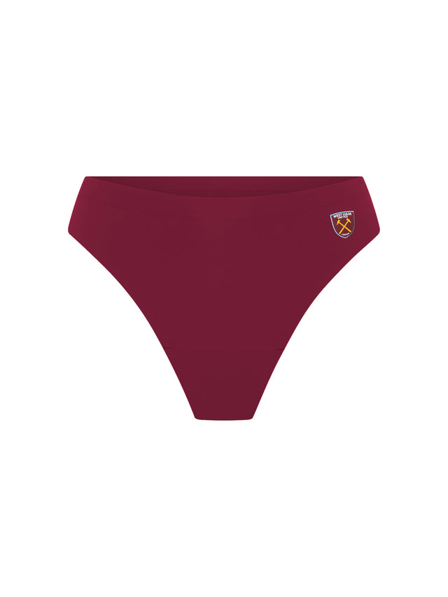 West Ham United Women X Modibodi Seamfree Hi Waist Thong Light Maroon
