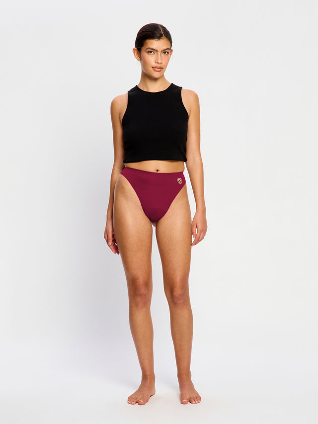 West Ham United Women X Modibodi Seamfree Hi Waist Thong Light Maroon
