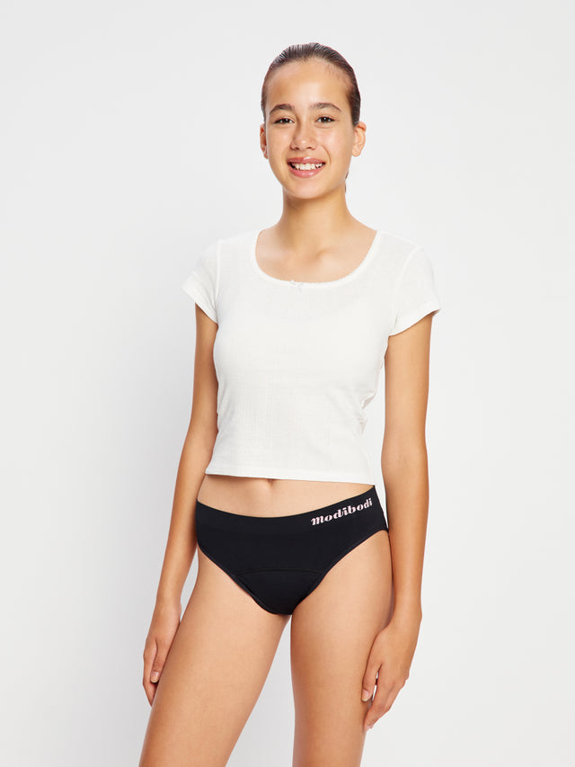 Teen Soft Stretch Seamless Hipster Bikini 2 Pack Moderate Black