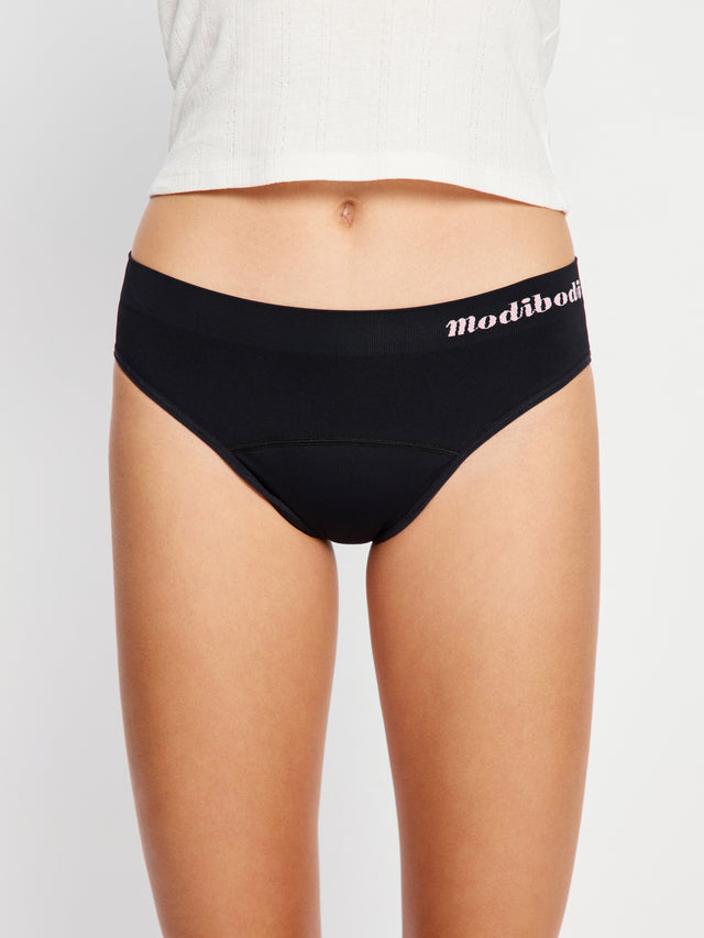 Teen Soft Stretch Seamless Hipster Bikini 2 Pack Moderate Black