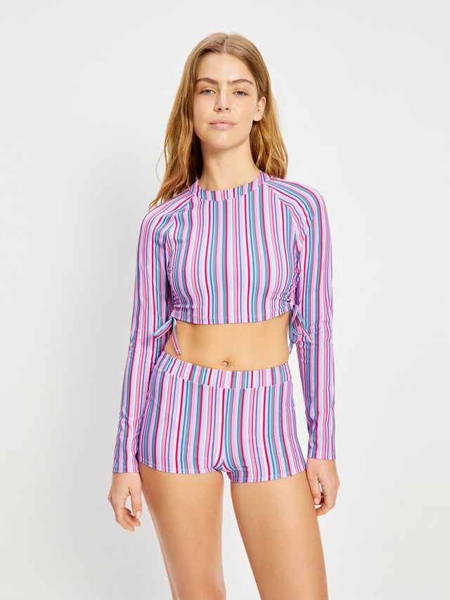 Teen Swimwear Boyshort Super Violet Rose Stripe