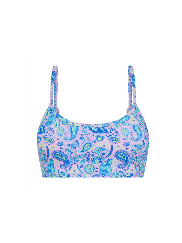 Teen Swimwear Adjustable Crop Top Paisley Pink