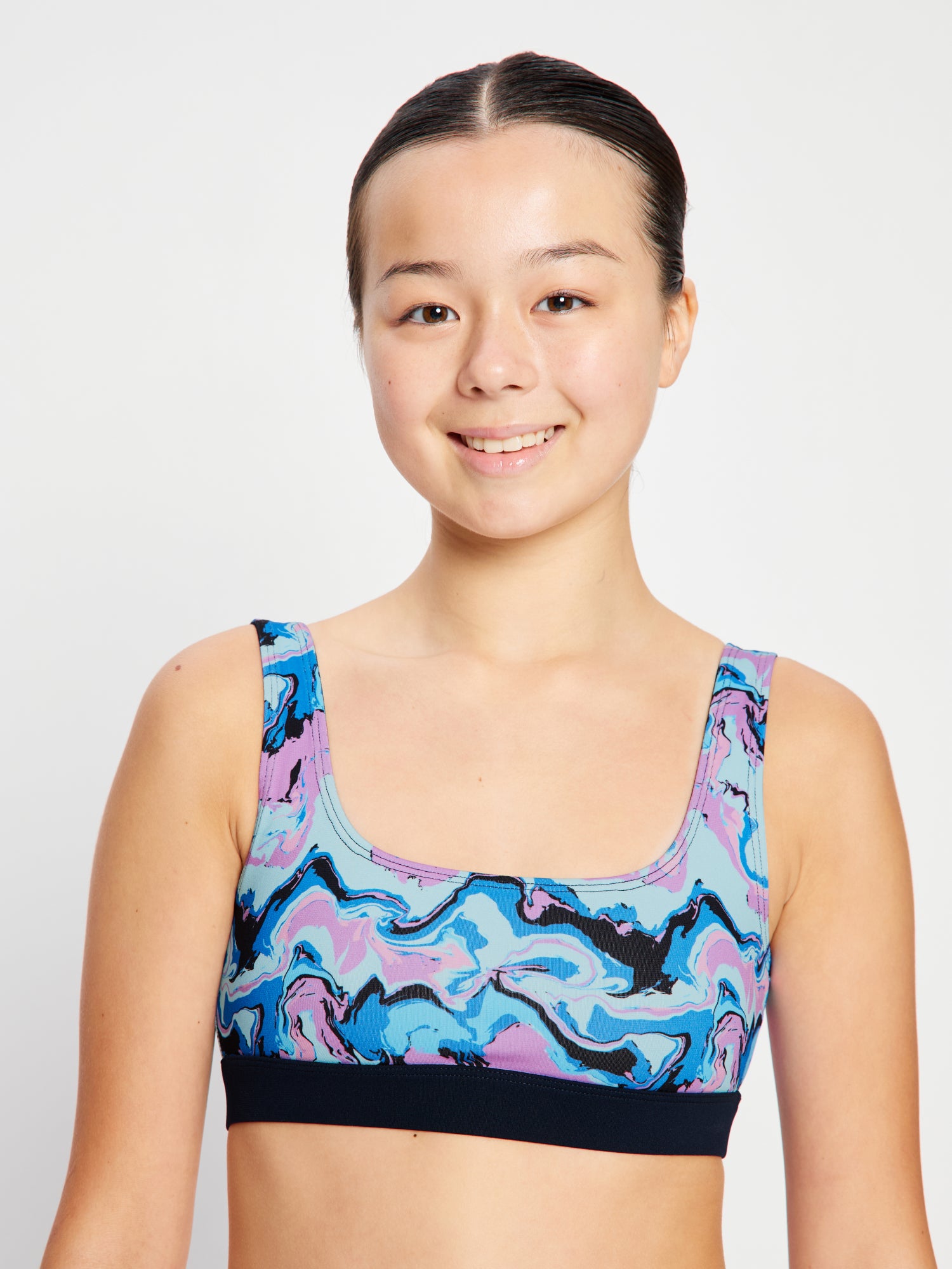 Swimwear Performance Reversible Crop Top Marble