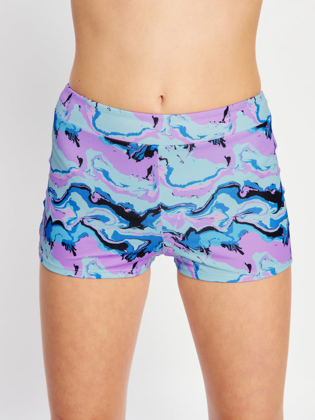 Teen Swimwear Performance Hi Waist Short Super Marble Blue