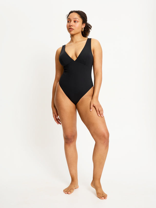 Swimwear V Plunge One Piece Super Black