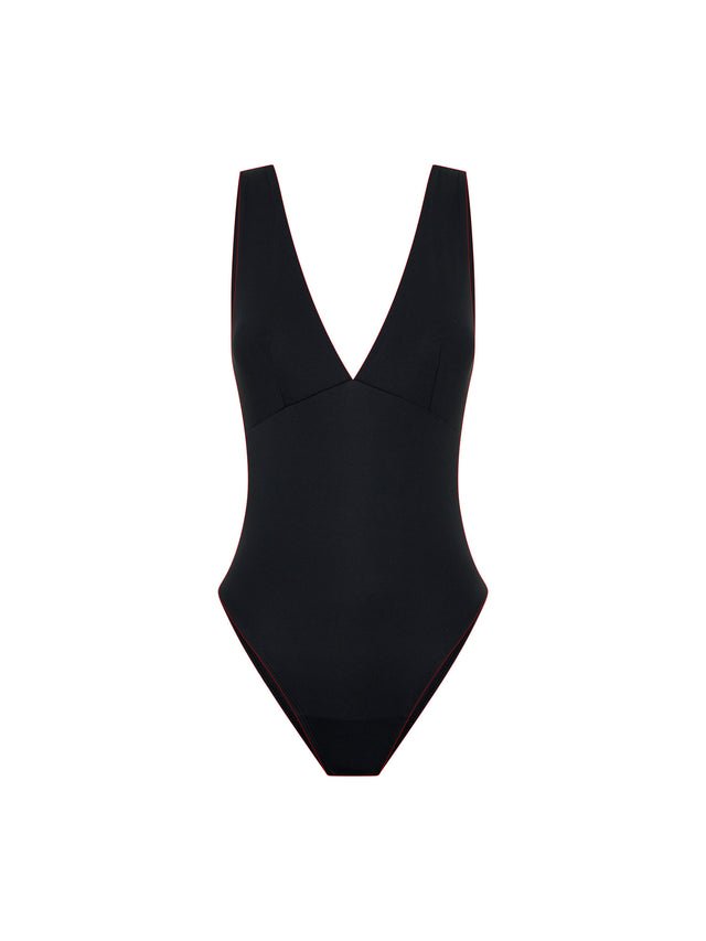 Swimwear V Plunge One Piece Super Black