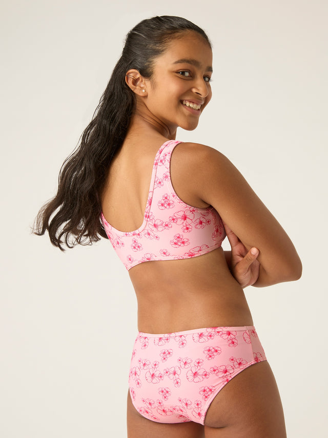 Teen Swimwear Bikini Brief Light Hibiscus Pink Print