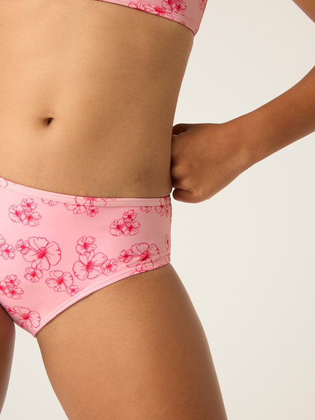 Teen Swimwear Bikini Brief Light Hibiscus Pink Print