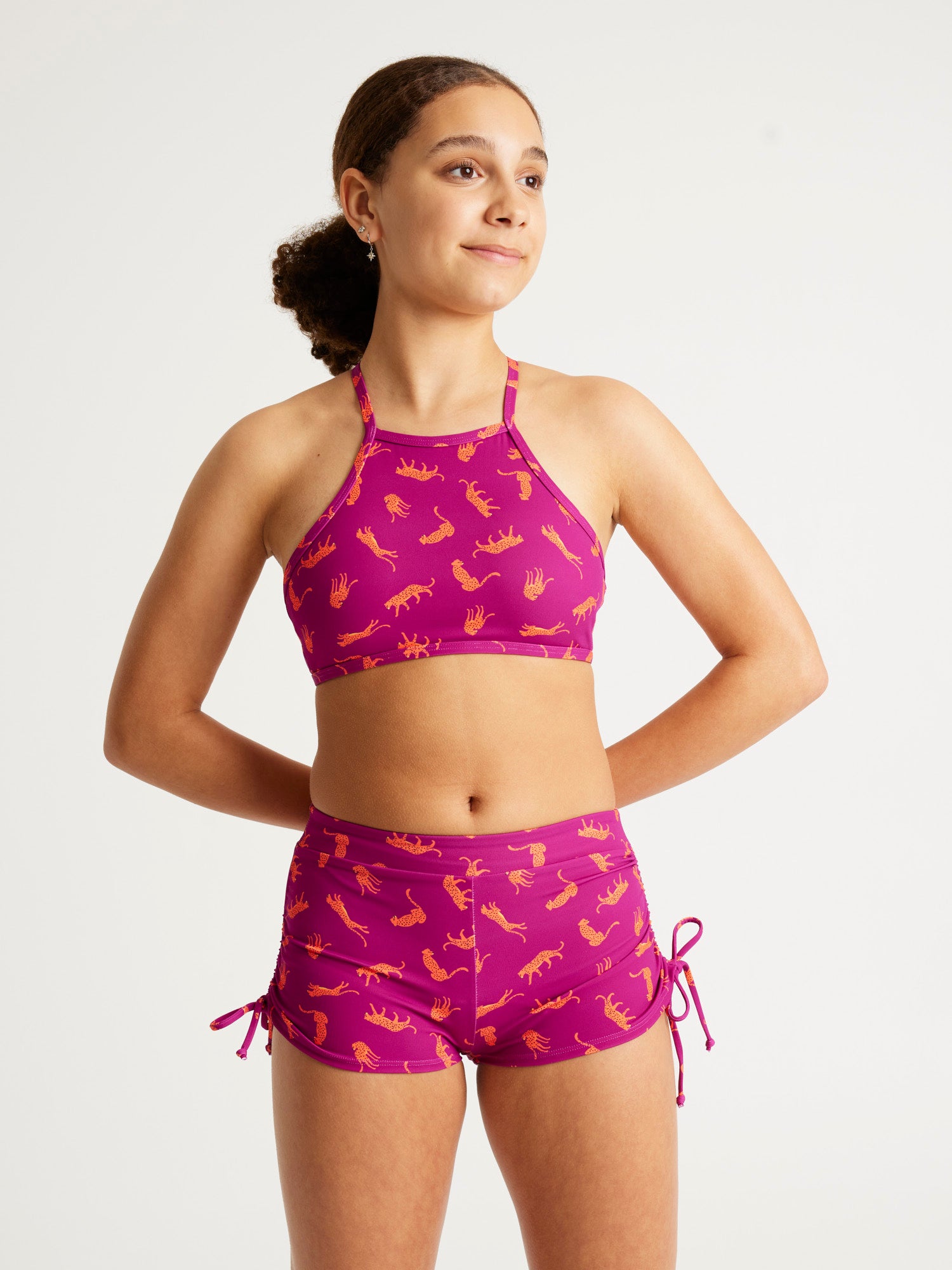 Pink cheetah swimsuit sales