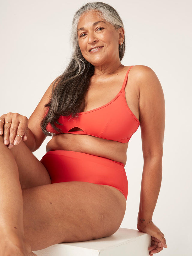 Swimwear Keyhole Crop Top Poppy Red