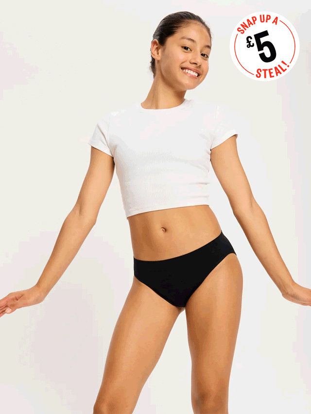 Soft Stretch Seamless Teen Hipster Bikini Moisture Wicking Black